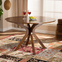 Baxton Studio RH7208T-Walnut-48-IN-DT Kenji Modern and Contemporary Walnut Brown Finished 48-Inch-Wide Round Wood Dining Table